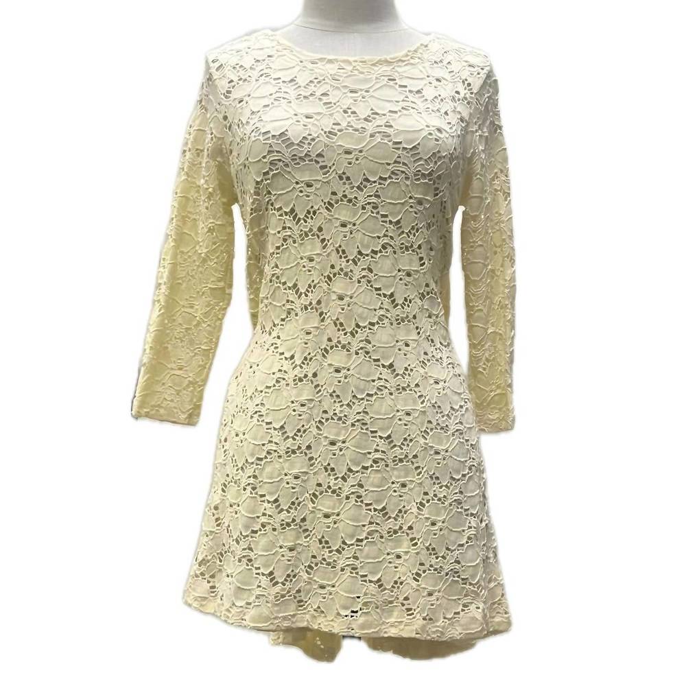 NEW STAPLES eyelet stretch t mini dress in butter yellow